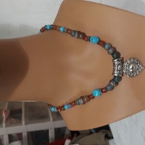 Mojave Sunset  Bold Statement Necklace Jasper, Turquoise, and Amber